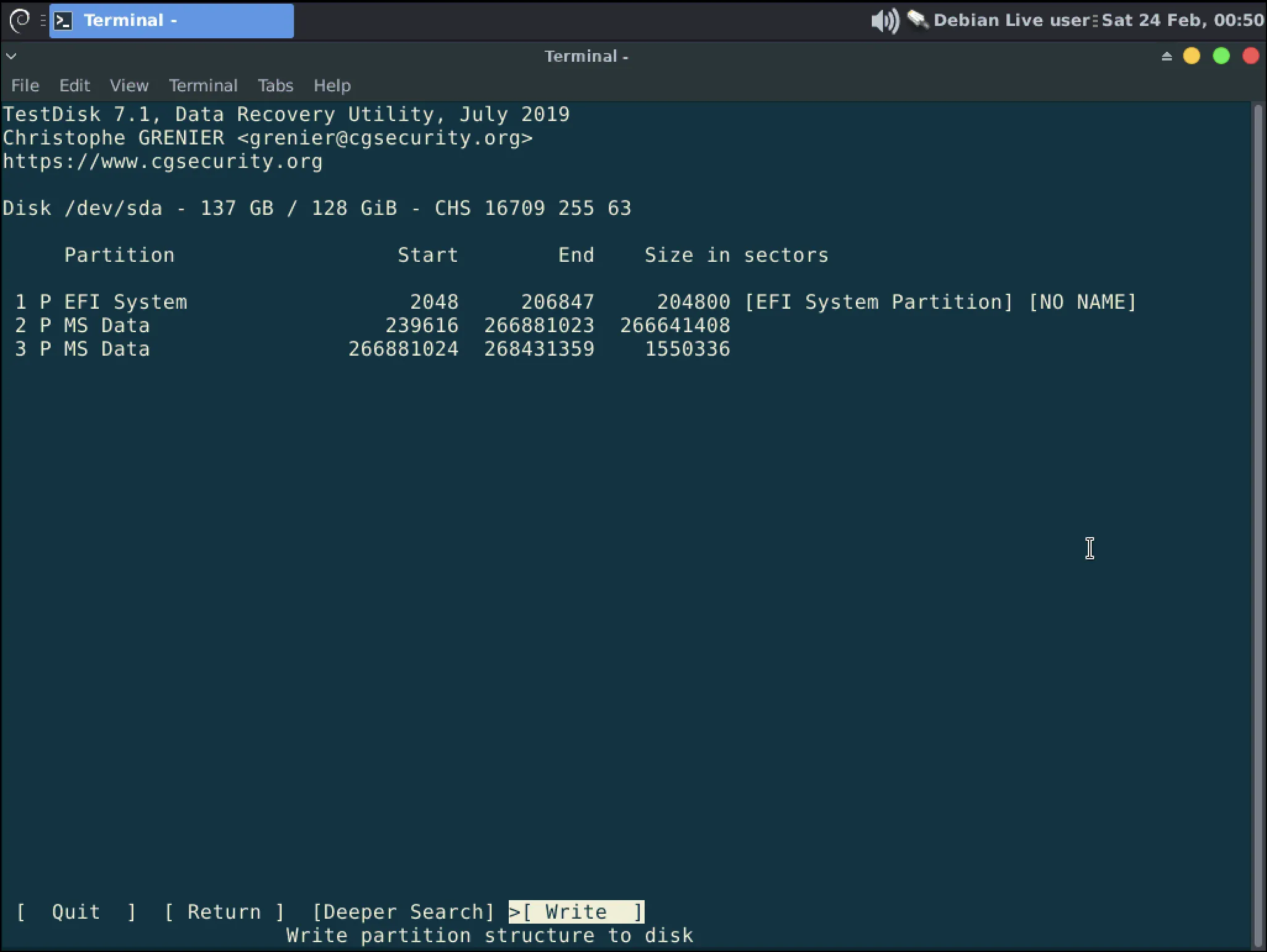 Multiple partitions that can be written